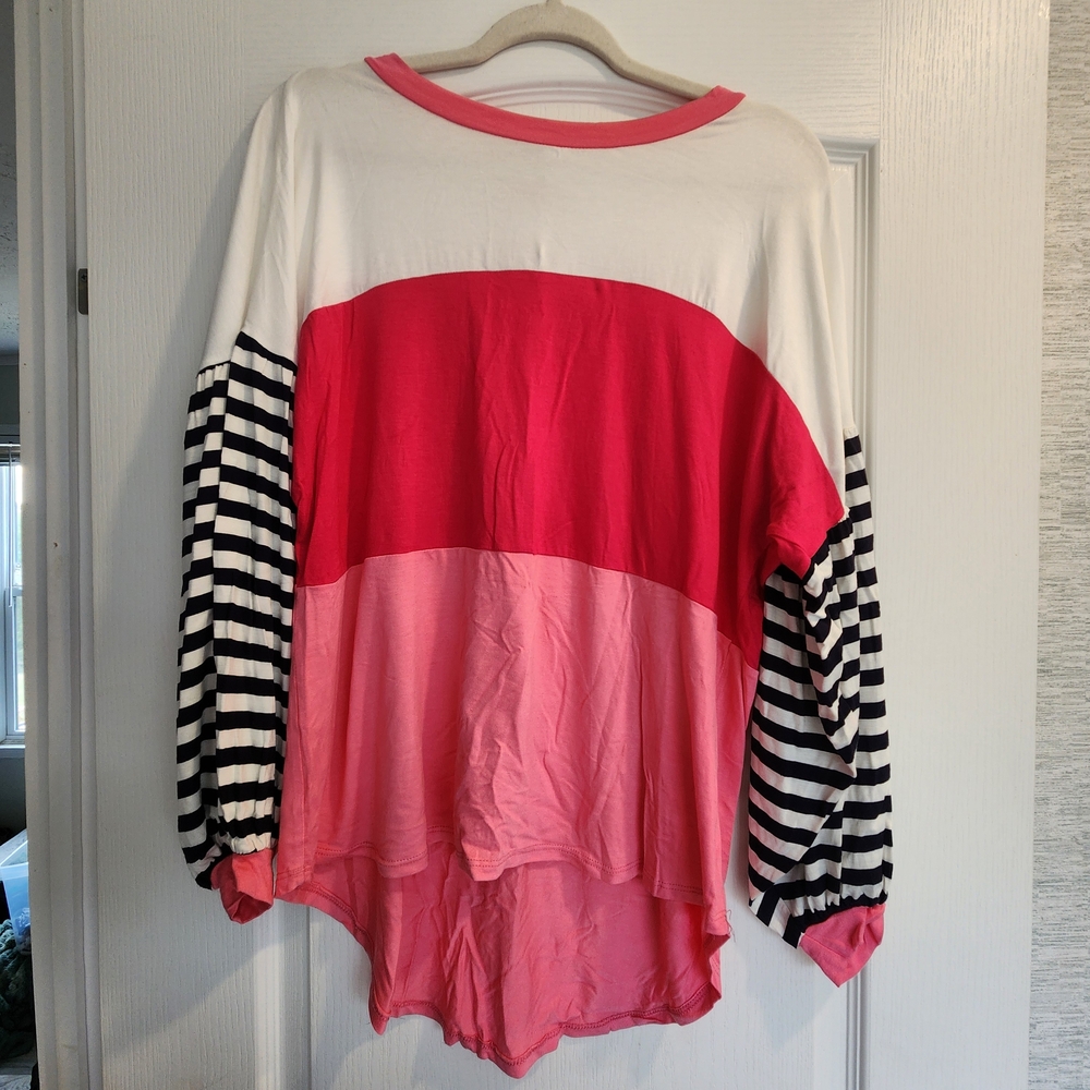 ADORA Pink and White Striped Blouse Size S BNWT